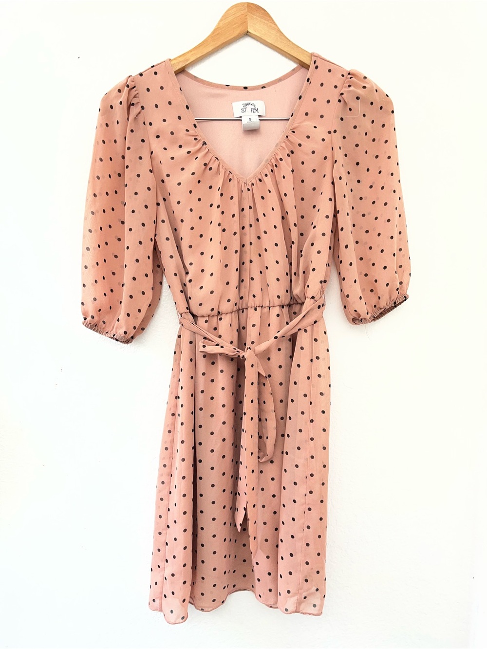 Sweet Storm Dusty Rose Polka Dot Midi Dress